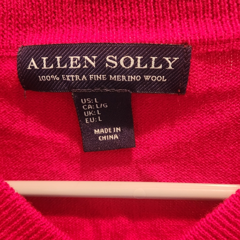 🆕️ Red Allen Solly 100% Merino Wool Sweater - Picture 7 of 12